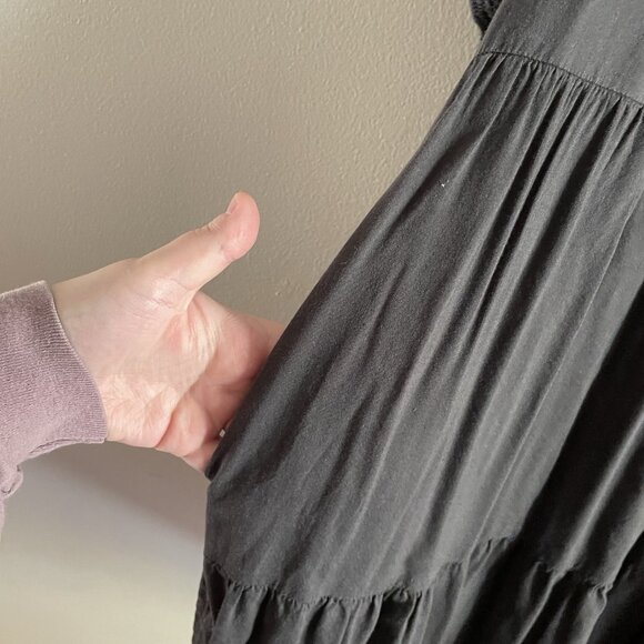 Old Navy Women XL Gray Boho Puff Sleeve Embroidered Smocked Mini Swing Dress - Picture 5 of 11